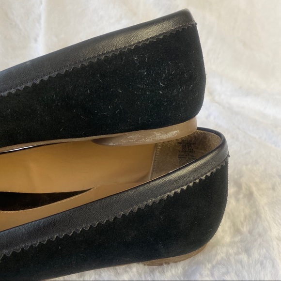 Lands End Black Faux Suede Black Bow Tie Flats - Picture 7 of 13
